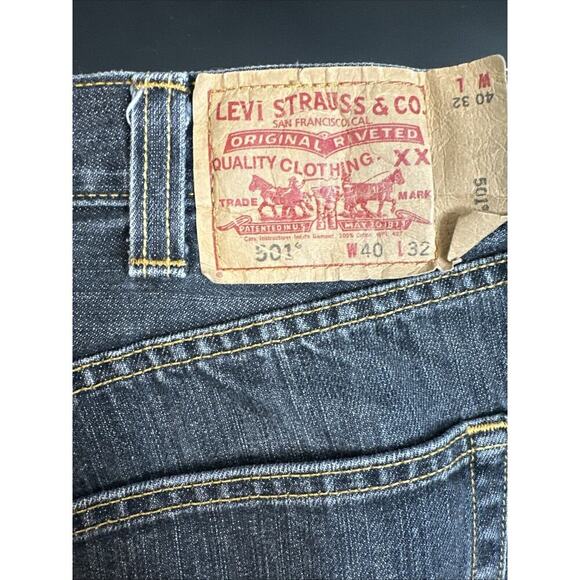 Levis 501XX Jeans Mens 40x32 Black Denim Classic Straight Button Fly 90s 00s Mex - Picture 7 of 14
